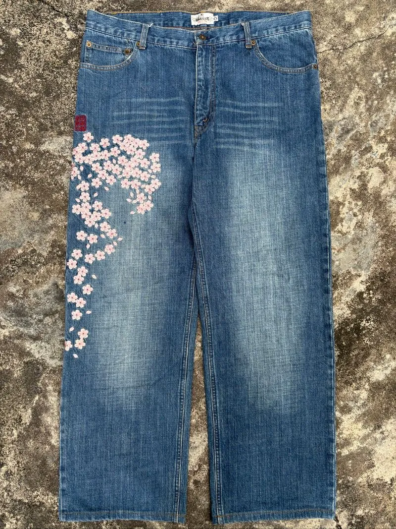 Karakuri Tamashii Sukajan Sakura Denim Jeans Pantsua photo 1