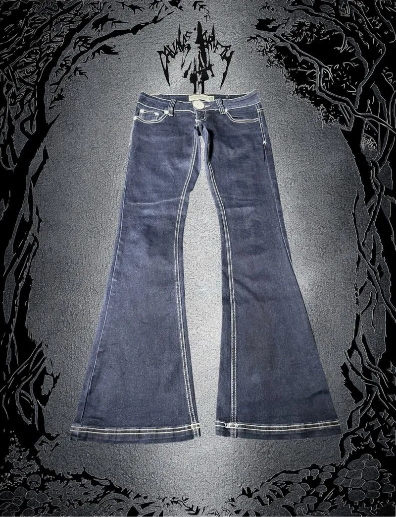 ✮ Y2k Flare Denim Dark Blue Lowwaist Strech Like New ✮ photo 1