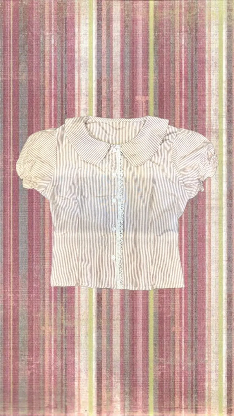 Vintage Peter Pan Collar Striped Blouse (Coquette Style) photo 1