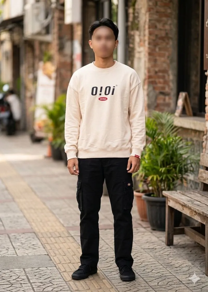 Crewneck Oioi Seoul Light Cream Style photo 1