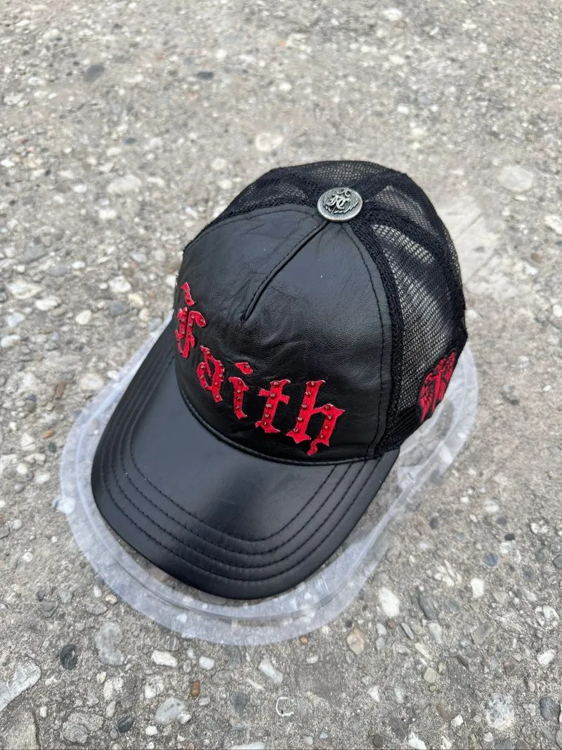 Rare💥Leather Faith Connexion Trucker Hat photo 1