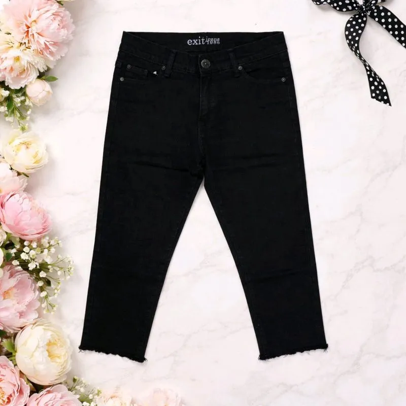 PRELOVED EXIT BLACK JEANS 7/8 PANTS SIZE M photo 1