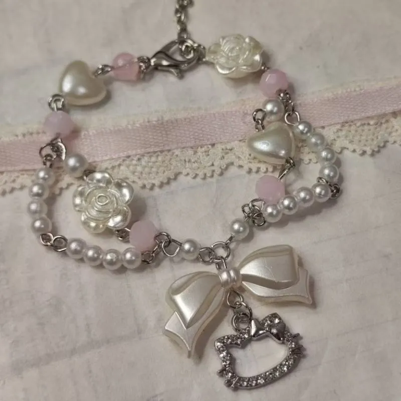 Y2K Pink Gyaru Hello Kitty Gelang Grunge Coquette Lace photo 1