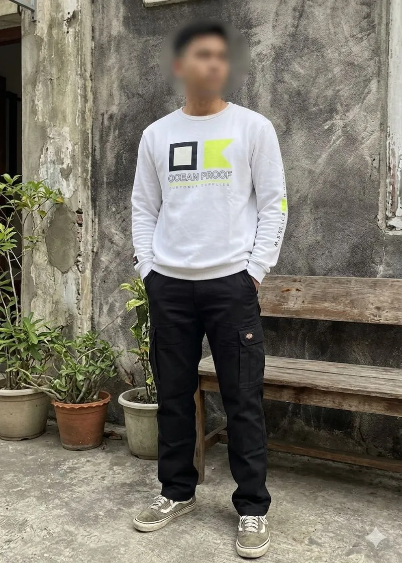 Crewneck Pull & Bear Globe Maps White Style photo 1