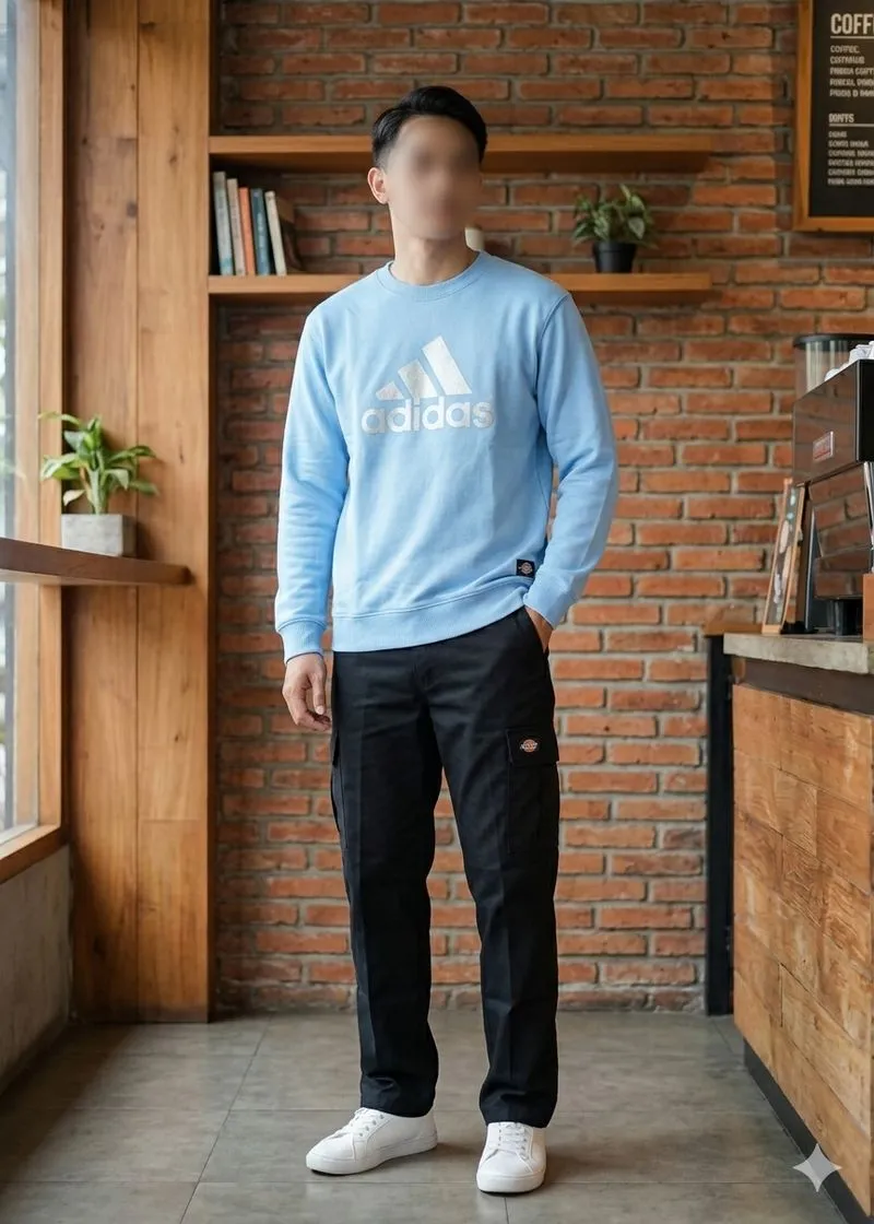 Crewneck Adidas Big Logo Baby Blue Style photo 1